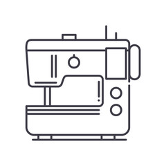 Sewing machine icon, linear isolated illustration, thin line vector, web design sign, outline concept symbol with editable stroke on white background.