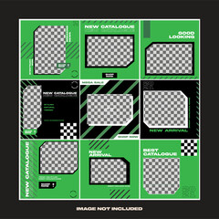 green checkerboard fashion social media template