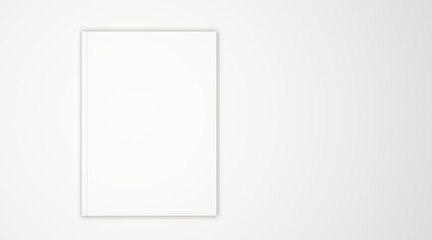 Blank book cover template isolated on white background. 3D rendering.