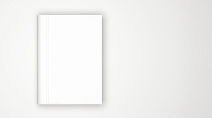 Blank book cover template isolated on white background. 3D rendering.