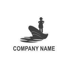 canoe and fisherman logo silhouette