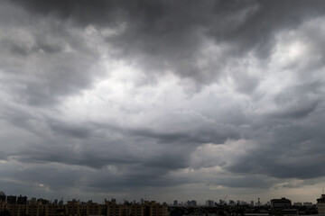 Dark storm clouds before rain used for climate background. Clouds become dark gray before raining.