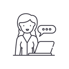 Service icon, linear isolated illustration, thin line vector, web design sign, outline concept symbol with editable stroke on white background.