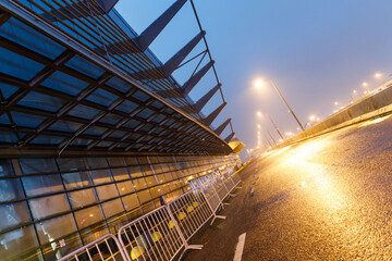 isolation mode in Moscow, Covid pandemic and night view of the empty terminal of the International...