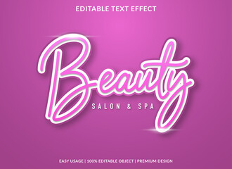 beauty text effect editable template with fancy and 3d style use for beauty care logo and brand