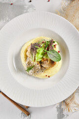 Chicken roll with mashed potato