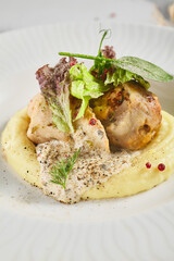 Chicken roll with mashed potato