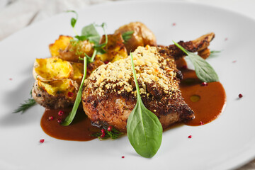 Roasted Pork Loin and Potatoes with Demi-Glace