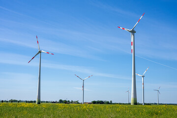 Wind turbines in a rural area in Germany