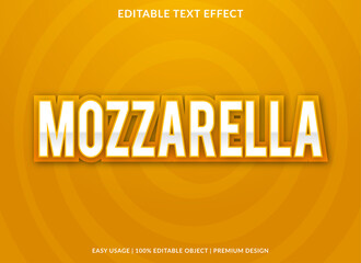 mozzarella text effect editable template with bold and 3d style use for food business logo and brand