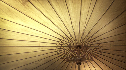 vintage of Under view of Thai traditional clothes umbrella