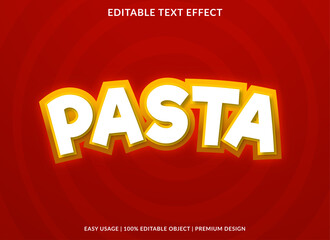 pasta text effect editable template with bold and 3d style use for food business logo and brand
