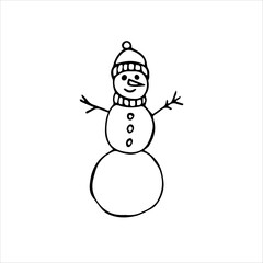 Set of winter doodles with lettering