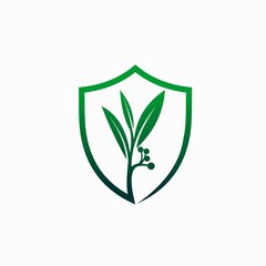 plant icon with shield concept