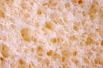 Air bubbles and pockets in white bread from rising process