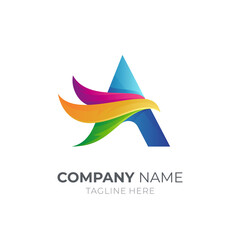 Fototapeta na wymiar Eagle letter A logo concept, modern 3d colorful logo style