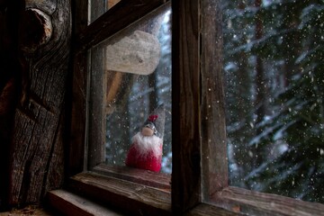 Fototapeta na wymiar Elf outside the window