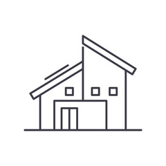 Semi detached cottage icon, linear isolated illustration, thin line vector, web design sign, outline concept symbol with editable stroke on white background.