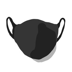 Black Face Mask ; Hand drawn vector illustration like woodblock print