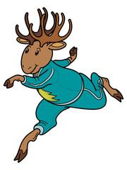 Running Elk in tracksuit, sportwear