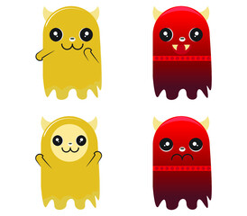 cute and cute ghost collection in flat design, halloween ghost, cartoon ghost
