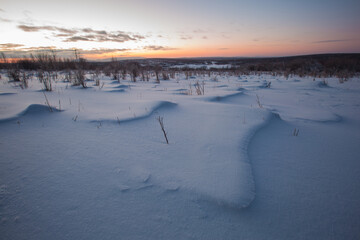 Snow scenery on the wasteland