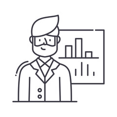 Manager icon, linear isolated illustration, thin line vector, web design sign, outline concept symbol with editable stroke on white background.