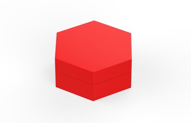 Download Blank Red Cardboard Hexagon Packaging Box Mockup Template On Isolated White Background 3d Illustration Wall Mural Devrawat21