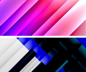 Set of modern geometric shapes abstract backgrounds. Vector illustrations for covers, banners, flyers and posters and other