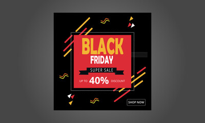Black Friday Horizontal frame isolated on Black background with Big Discount Offer. Vector illustration