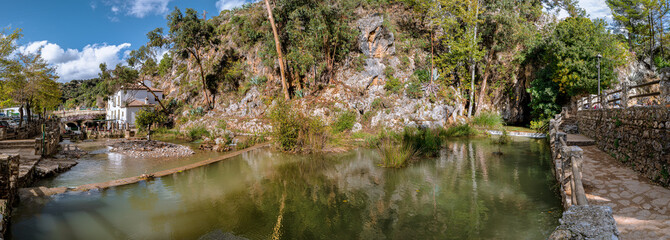 Genal river in Cartajima. Trekking route, scenic, around the villages of Parauta, Cartajima and Igualeja in Malaga, Spain