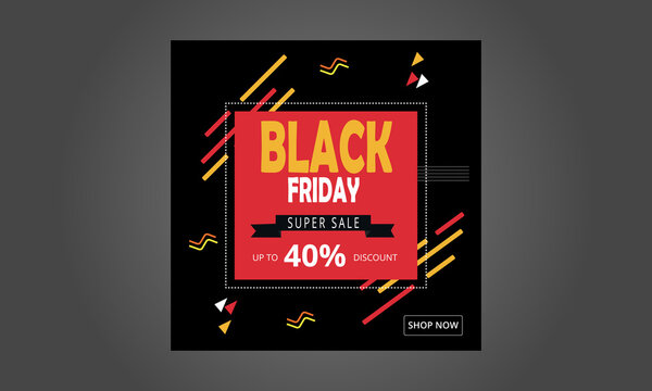 Black Friday Horizontal frame isolated on Black background with Big Discount Offer. Vector illustration
