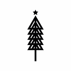 Christmas tree and star line icon,  Isolated on white background, Vector illustration, eps 10