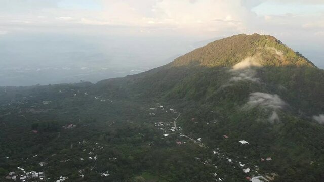 Aerial Panning View Of Forest Mountain Landscape In San Salvador, El Salvador - Panoramic