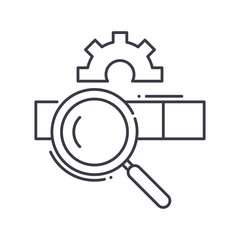 Search engine icon, linear isolated illustration, thin line vector, web design sign, outline concept symbol with editable stroke on white background.
