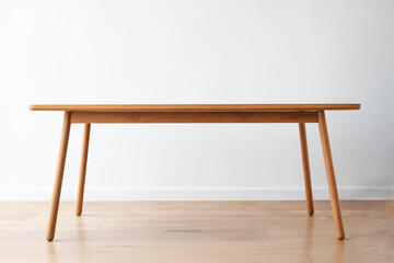 Brown wooden table on wooden floor