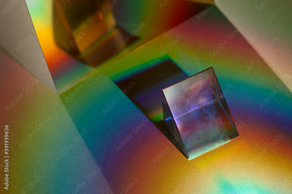 Poster light leak effect on a triangular prism wallpaper background