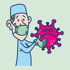 doctor holding a covid 