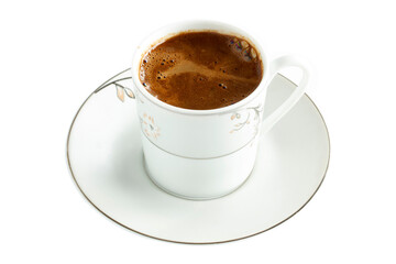 Traditional Turkish coffee on a white background