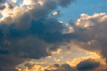 glowing clouds on evening sky. beautiful nature background