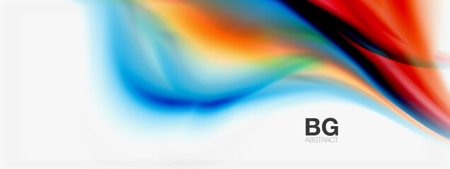Abstract Background. Smooth flowing lines, blurred waves, rainbow color style stripes. Vector illustrations for covers, banners, flyers and posters and other