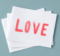 Valentines cards in a pile