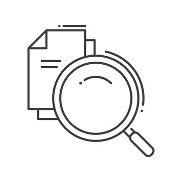recommend clip art: Magnifier icon, linear isolated illustration, thin line vector, web design sign, outline concept symbol with editable stroke on white background.