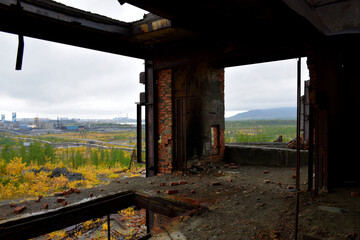 a crumbling abandoned building in the Putorana plateau