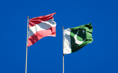Beautiful national state flags of Pakistan and Austria.