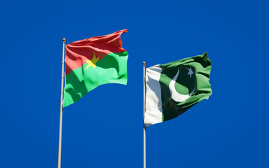 Beautiful national state flags of Pakistan and Burkina Faso.