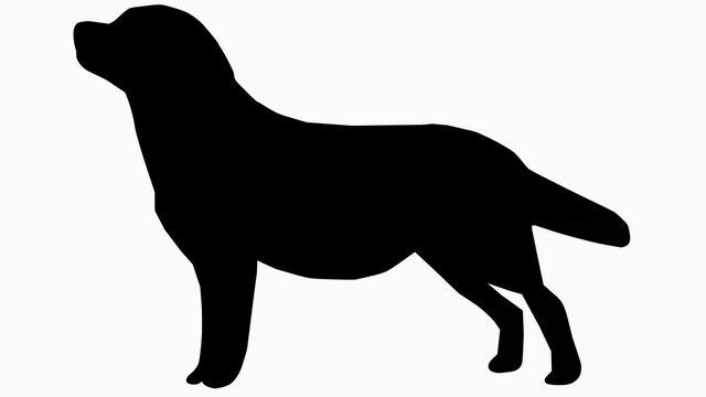 ゴールデンレトリバー（犬）のシルエット素材、2Dレンダリング