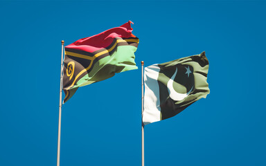 Beautiful national state flags of Vanuatu and Pakistan.