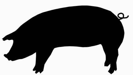 豚のシルエットのシンプルな素材 © v_0_0_v