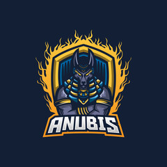 Anubis esport gaming mascot logo template for streamer team. esport logo design with modern illustration concept style for badge, emblem and tshirt printing